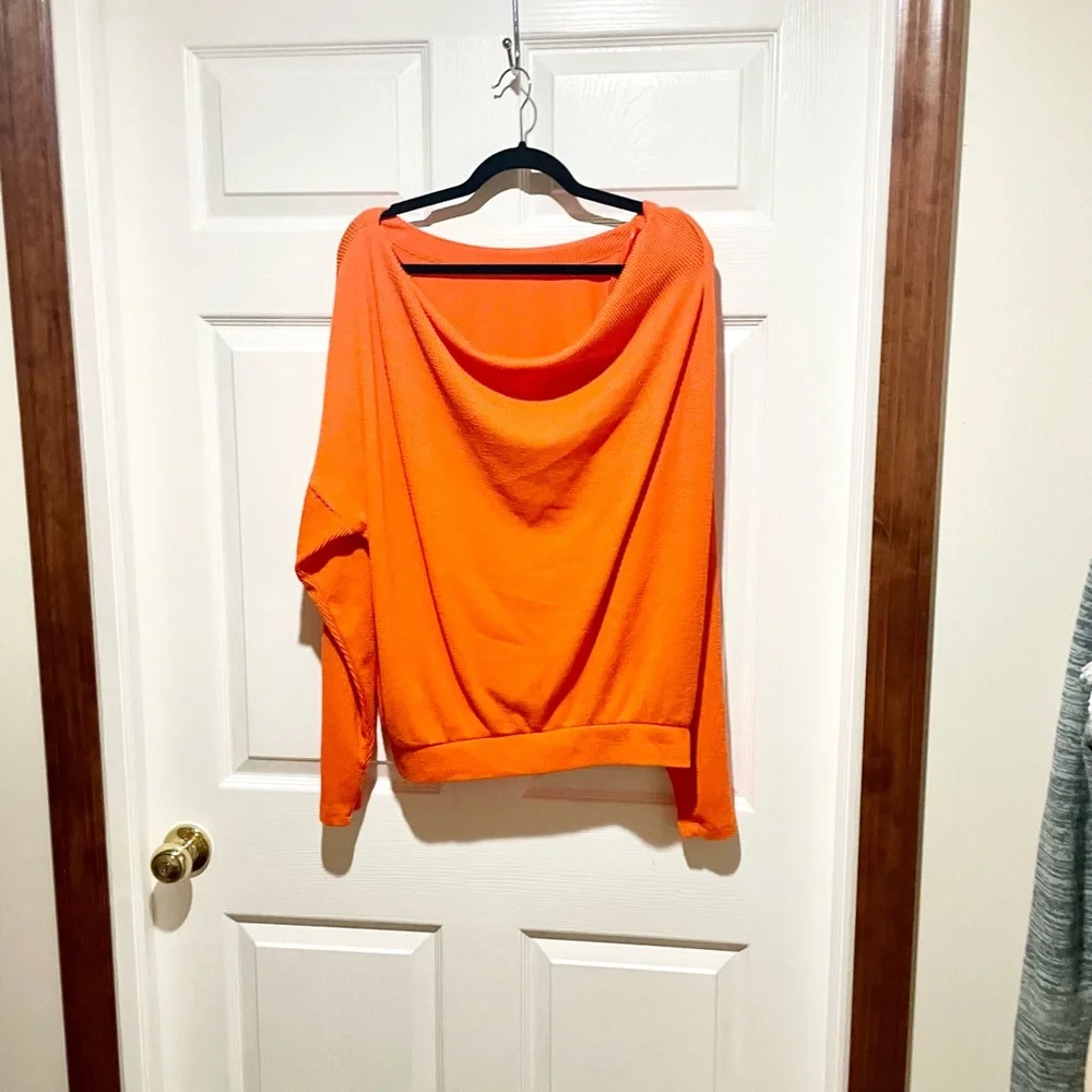 Anthropologie Maeve Orange Textured Off Shoulder Top - Picture 3 of 5
